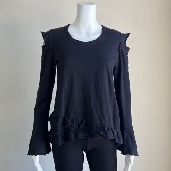 Wilt Crossover Raw Ruffle Cold Shoulder Tee - XS - Picture 2 of 8